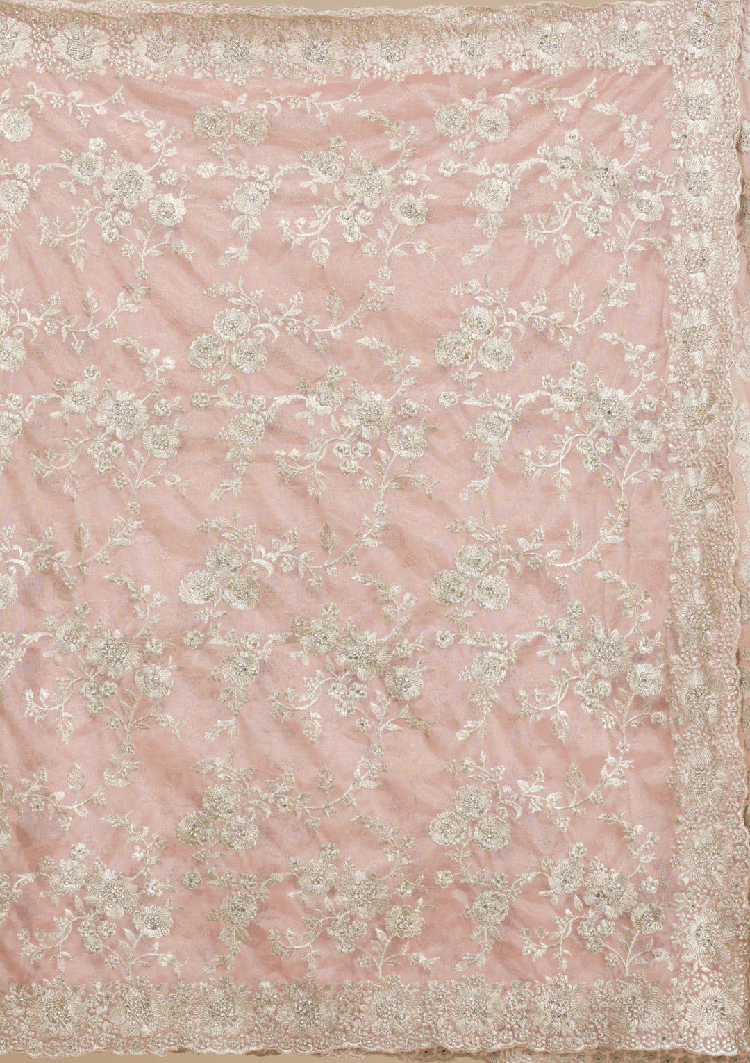 Peach Zariwork Tissue Saree