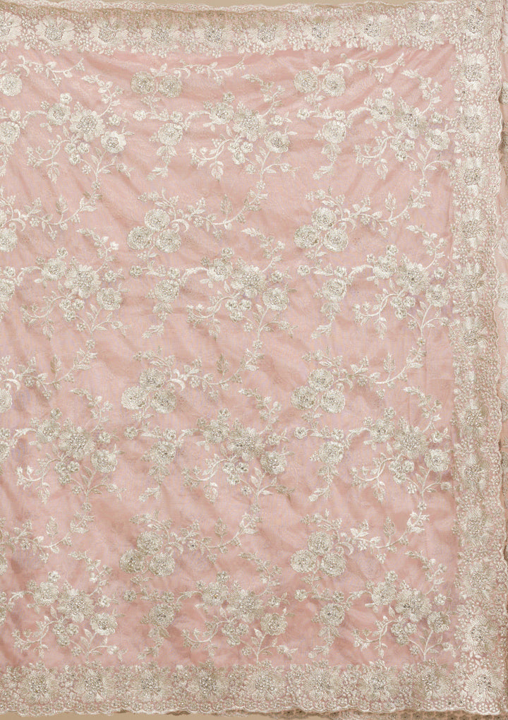 Peach Zariwork Tissue Saree