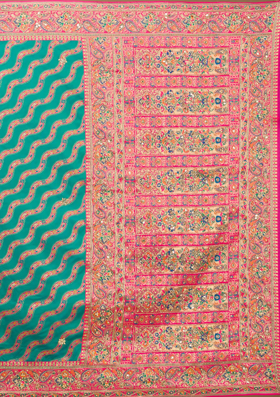 Peacock Blue Cutdana Art Silk Saree