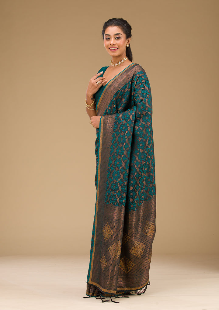 Peacock Blue Stonework Art Silk Saree