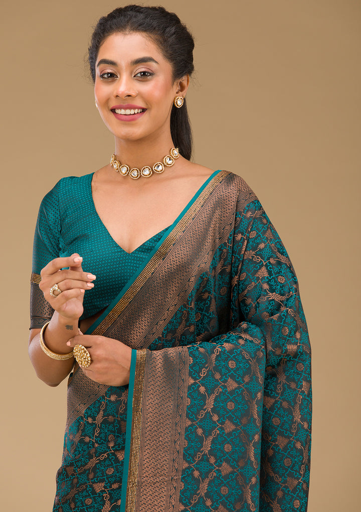 Peacock Blue Stonework Art Silk Saree