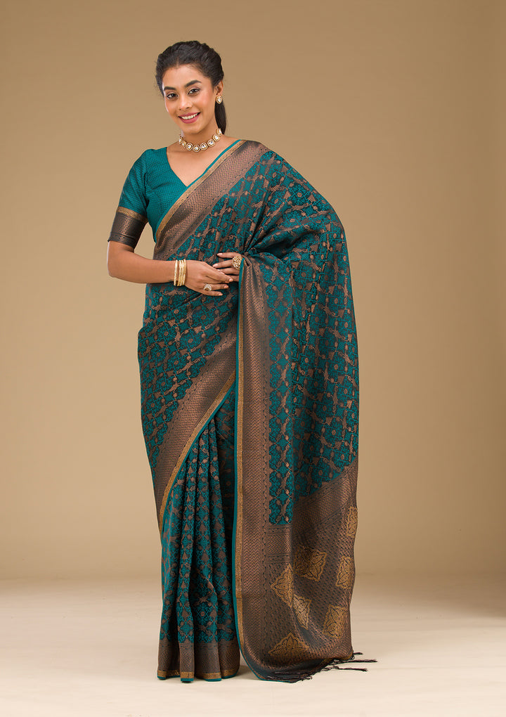 Peacock Blue Stonework Art Silk Saree