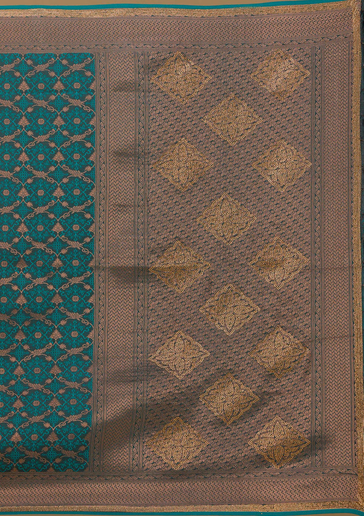 Peacock Blue Stonework Art Silk Saree