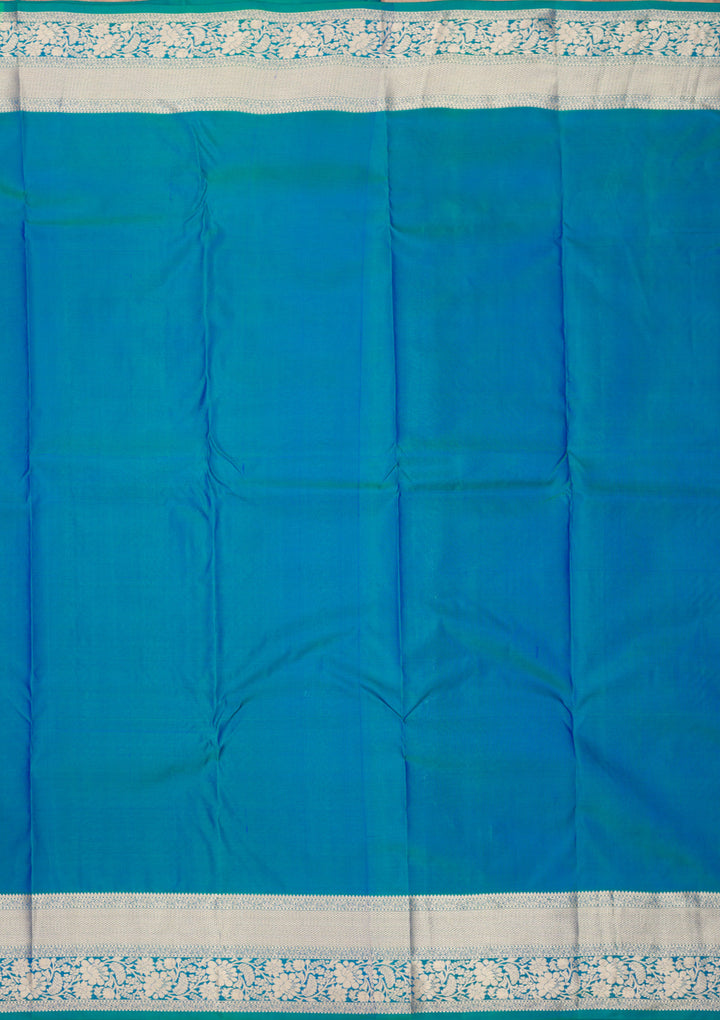 Peacock Blue Zariwork Pure Silk Saree