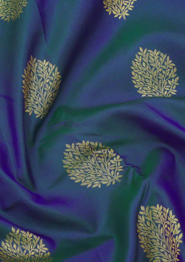 Peacock Blue Zariwork Pure Silk Saree