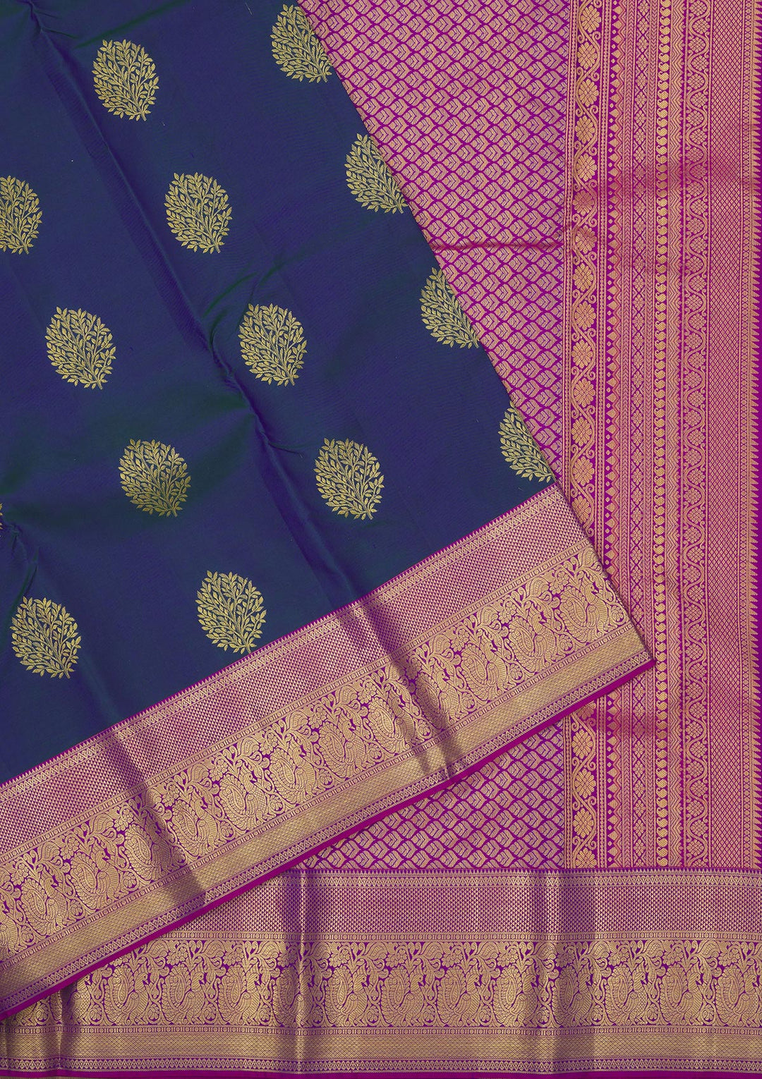 Peacock Blue Zariwork Pure Silk Saree