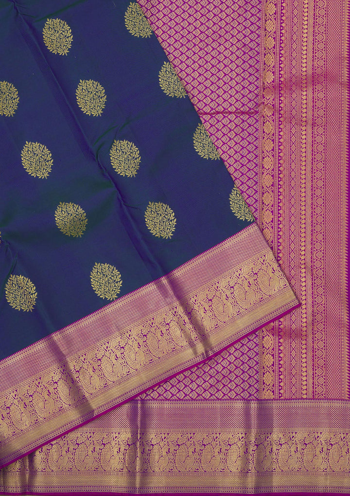 Peacock Blue Zariwork Pure Silk Saree