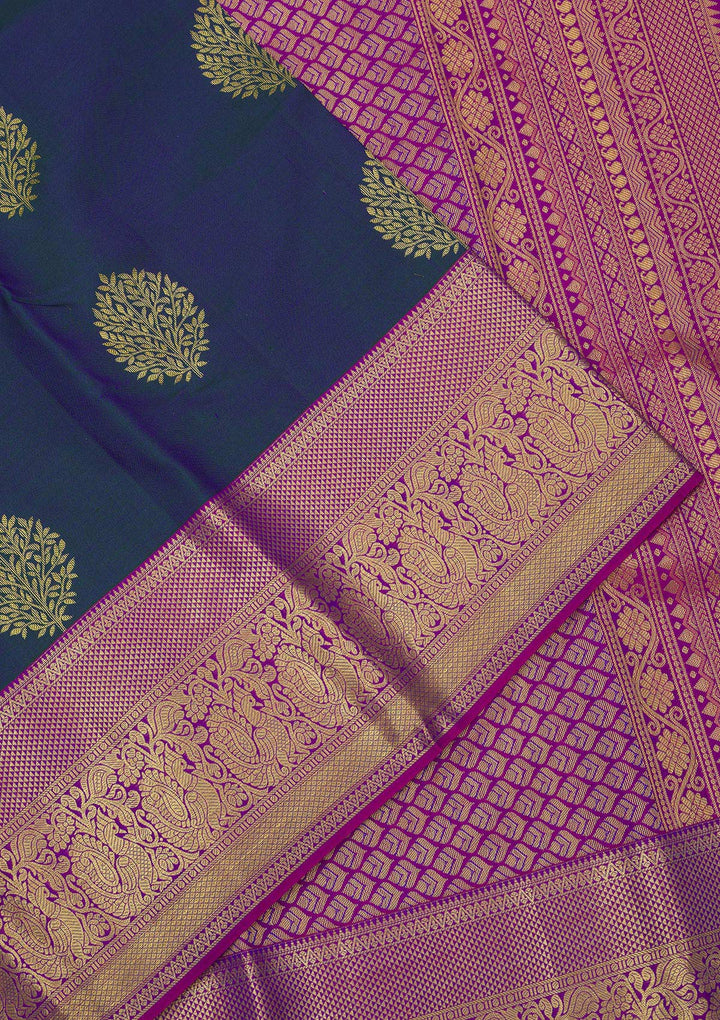Peacock Blue Zariwork Pure Silk Saree