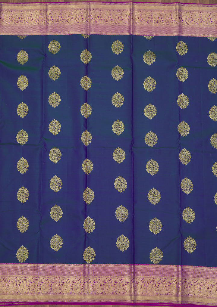 Peacock Blue Zariwork Pure Silk Saree