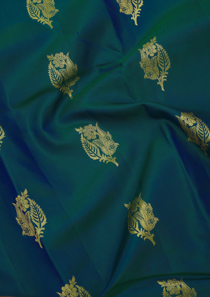 Peacock Green Zariwork Pure Silk Saree