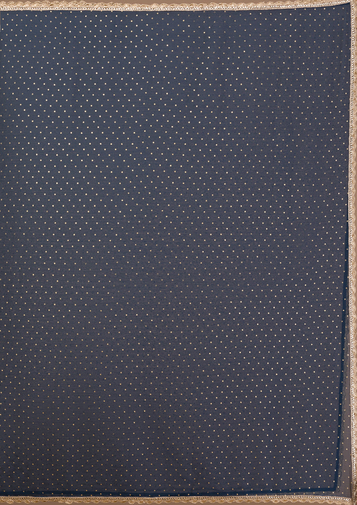 Peacock Blue Printed Crepe Readymade Salwar Suit