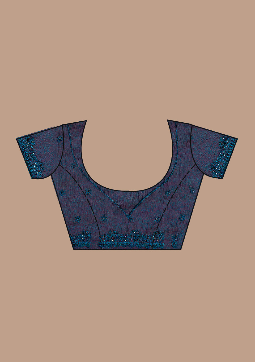 Peacock Blue Printed Georgette Saree