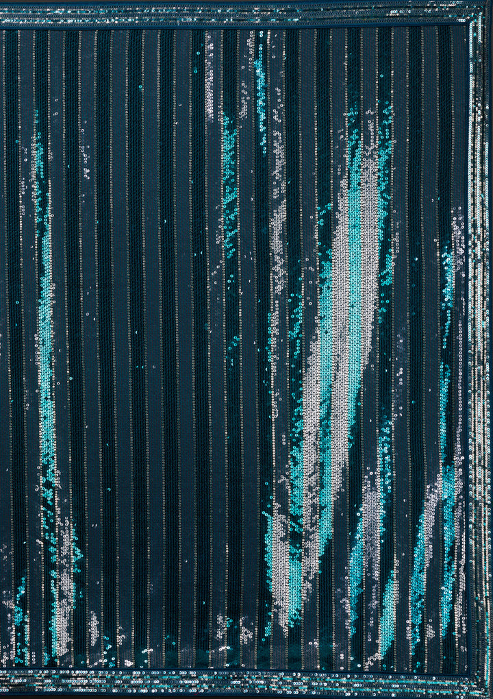 Peacock Blue Sequins Georgette Saree