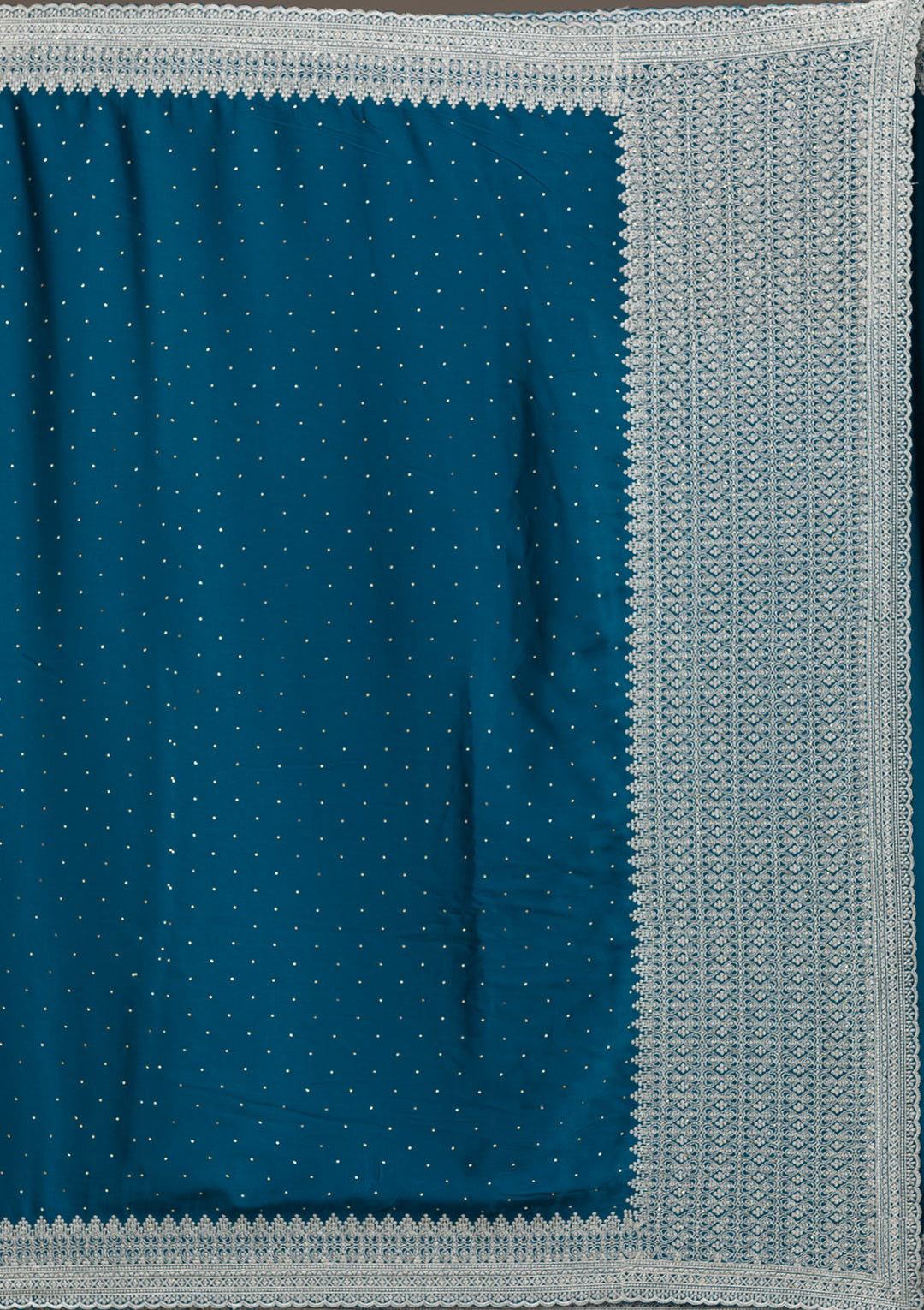Peacock Blue Stonework Satin Saree