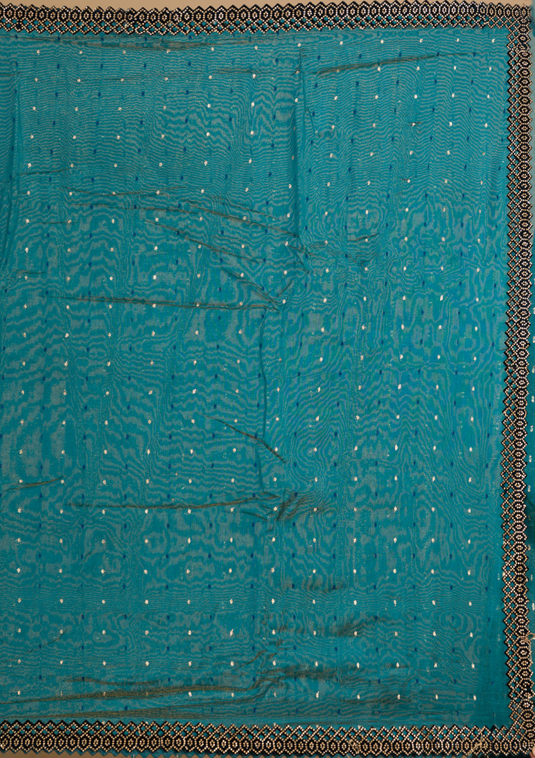 Peacock Blue Swarovski Organza Saree