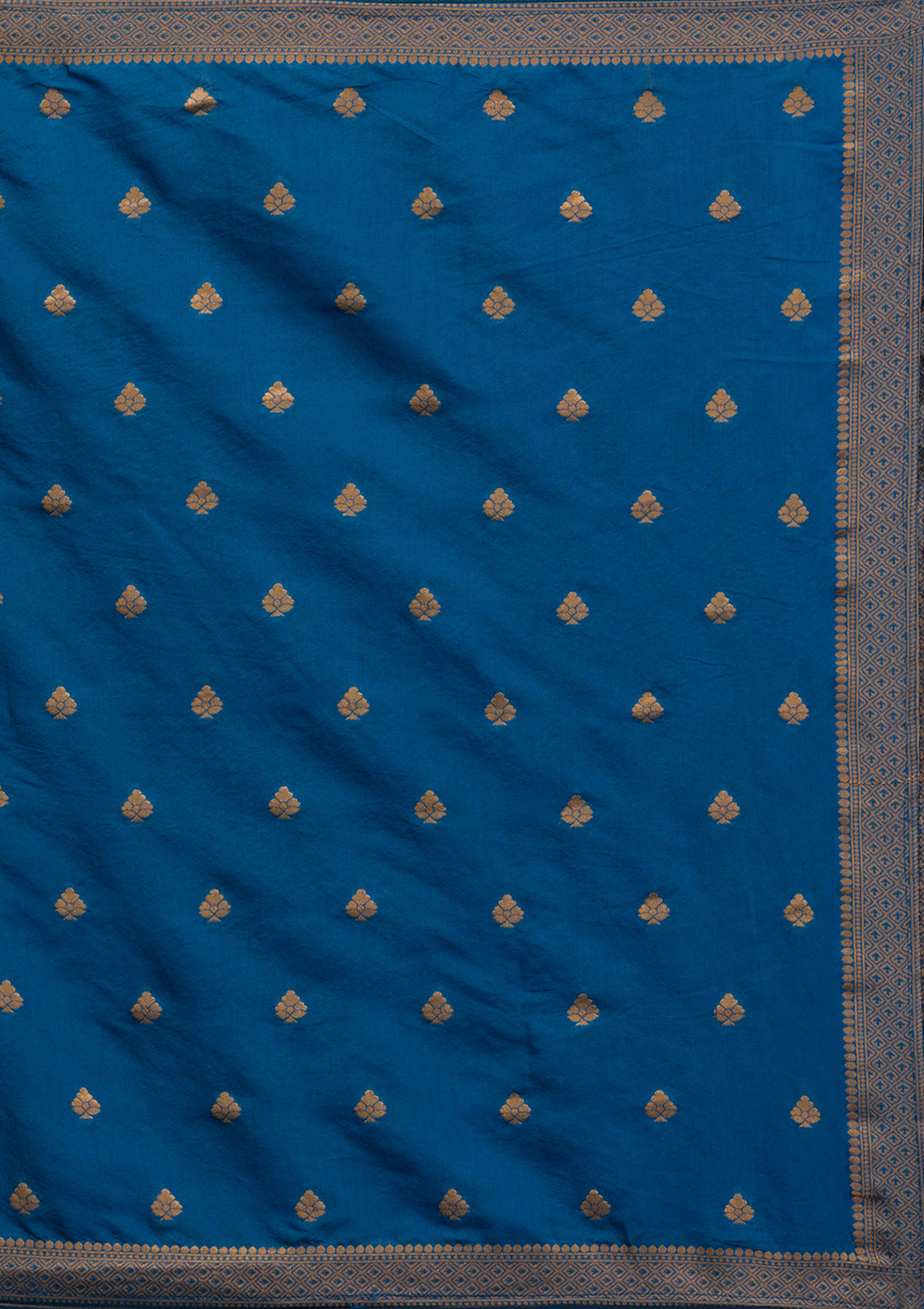 Peacock Blue Threadwork Art Silk Readymade Salwar Suit