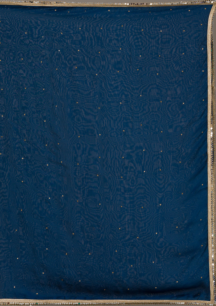 Peacock Blue Zariwork Georgette Readymade Lehenga