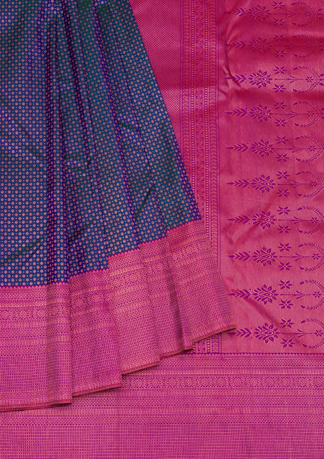Peacock Blue Zariwork Kanjivaram Pure Silk Saree