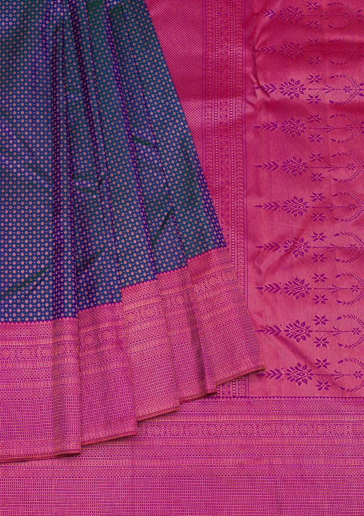 Peacock Blue Zariwork Kanjivaram Pure Silk Saree