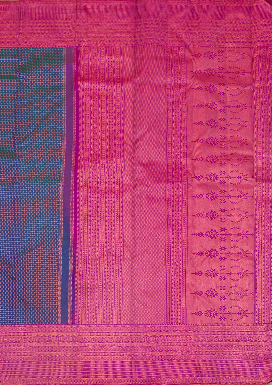 Peacock Blue Zariwork Kanjivaram Pure Silk Saree