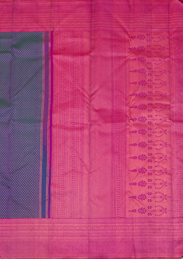 Peacock Blue Zariwork Kanjivaram Pure Silk Saree