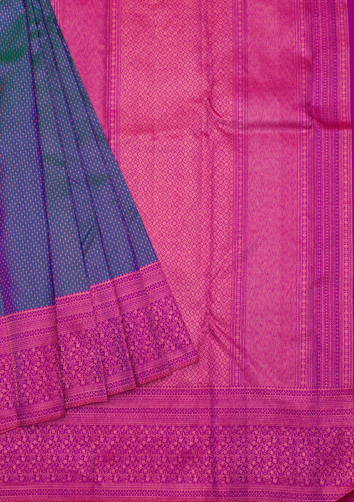 Peacock Blue Zariwork Pure Silk Saree