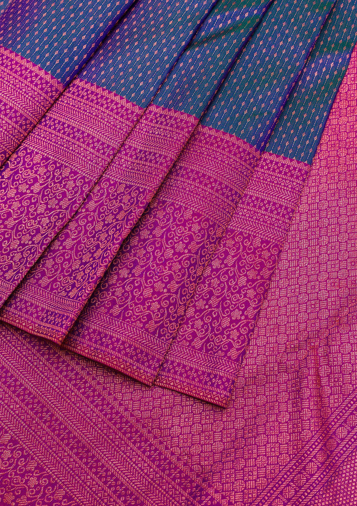 Peacock Blue Zariwork Pure Silk Saree