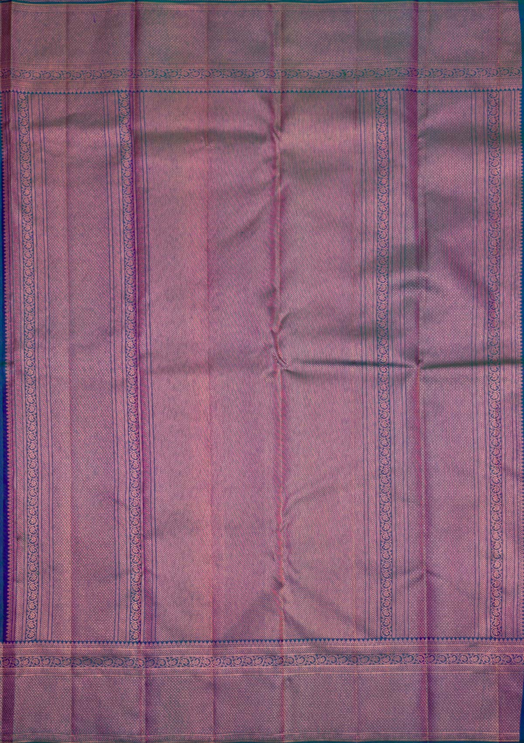 Peacock Blue Copper Zariwork Pure Silk Saree