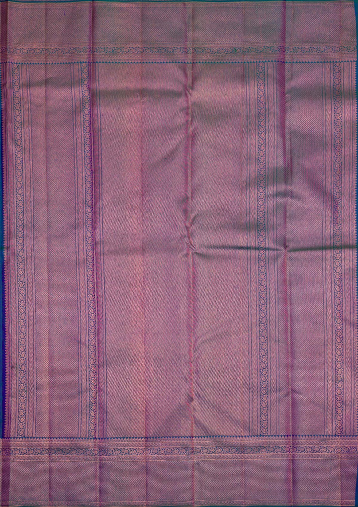 Peacock Blue Copper Zariwork Pure Silk Saree