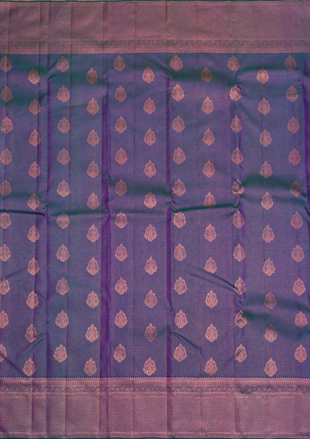 Peacock Blue Copper Zariwork Pure Silk Saree