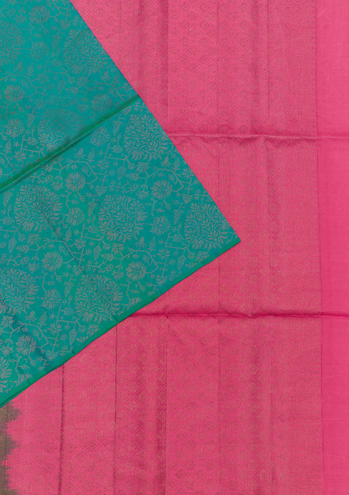 Peacock Blue Zariwork Pure Silk Saree