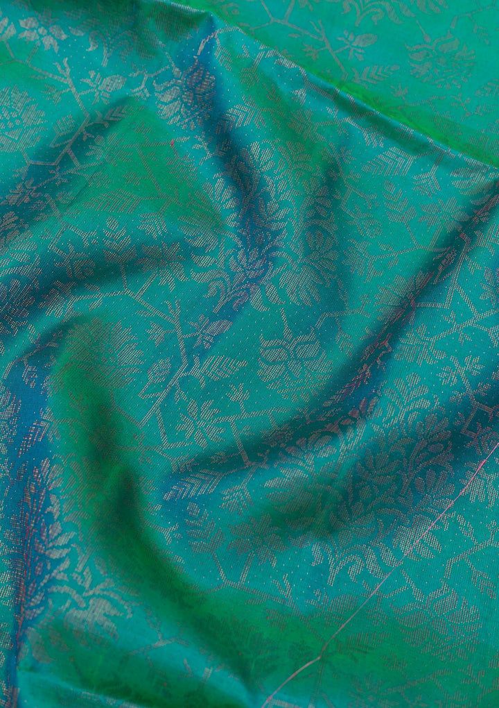 Peacock Blue Zariwork Pure Silk Saree