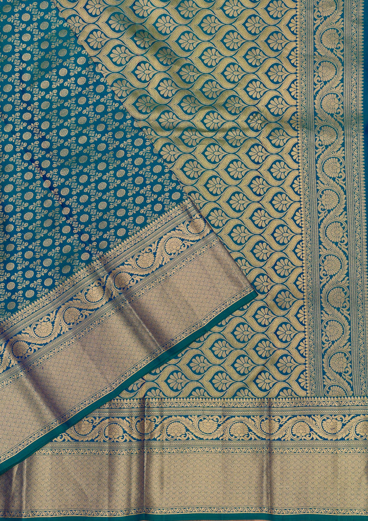 Peacock Blue Zariwork Banarasi Pure Silk Saree