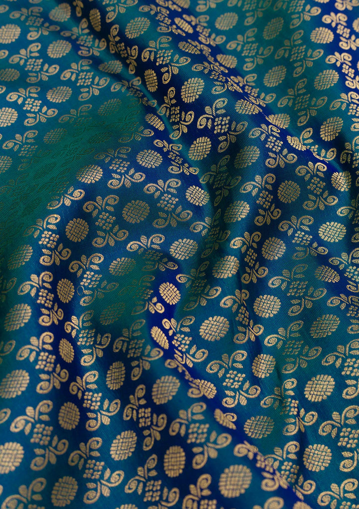 Peacock Blue Zariwork Banarasi Pure Silk Saree