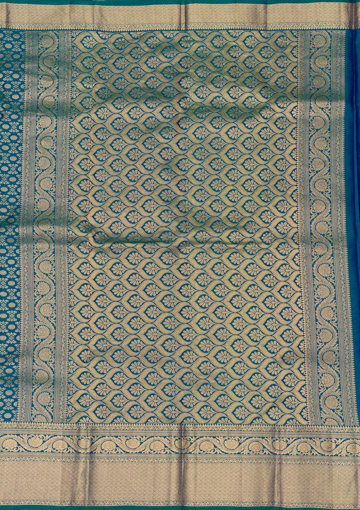 Peacock Blue Zariwork Banarasi Pure Silk Saree