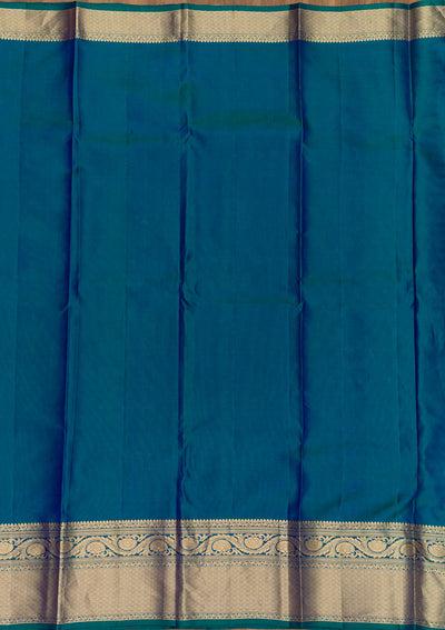 Peacock Blue Zariwork Pure Silk Saree