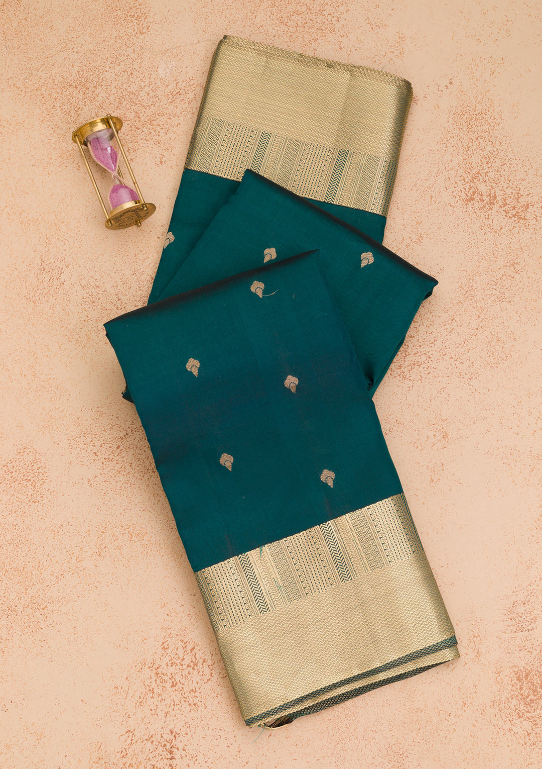 Peacock Blue Zariwork Pure Silk Saree