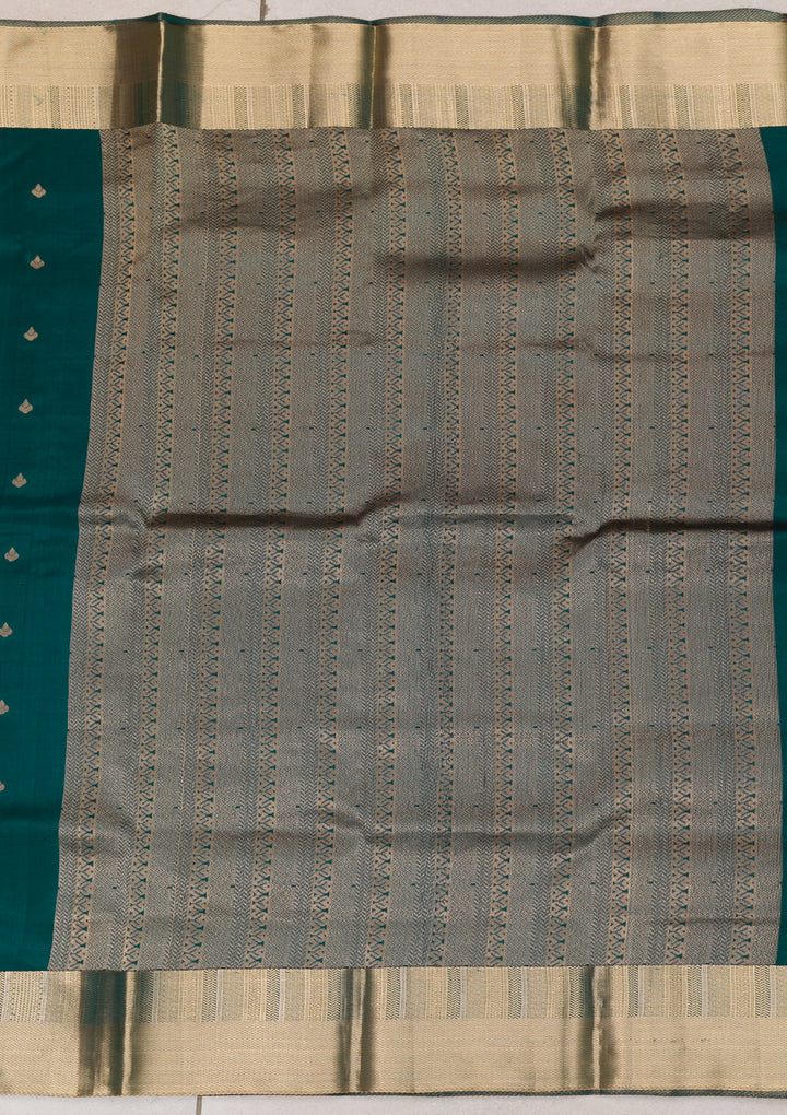 Peacock Blue Zariwork Pure Silk Saree