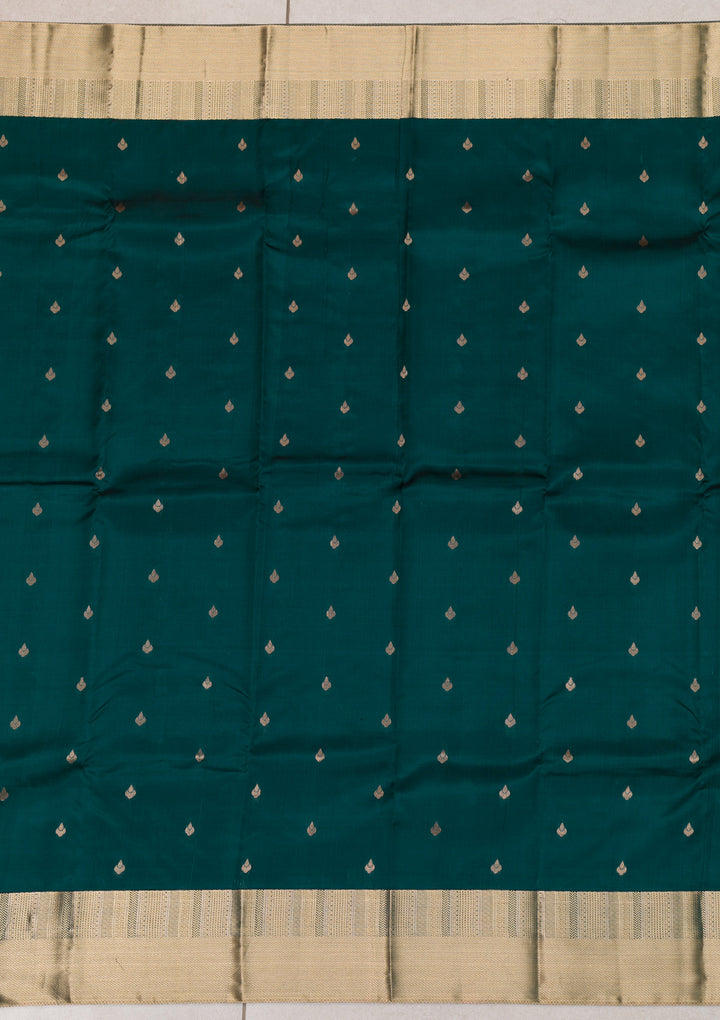 Peacock Blue Zariwork Pure Silk Saree