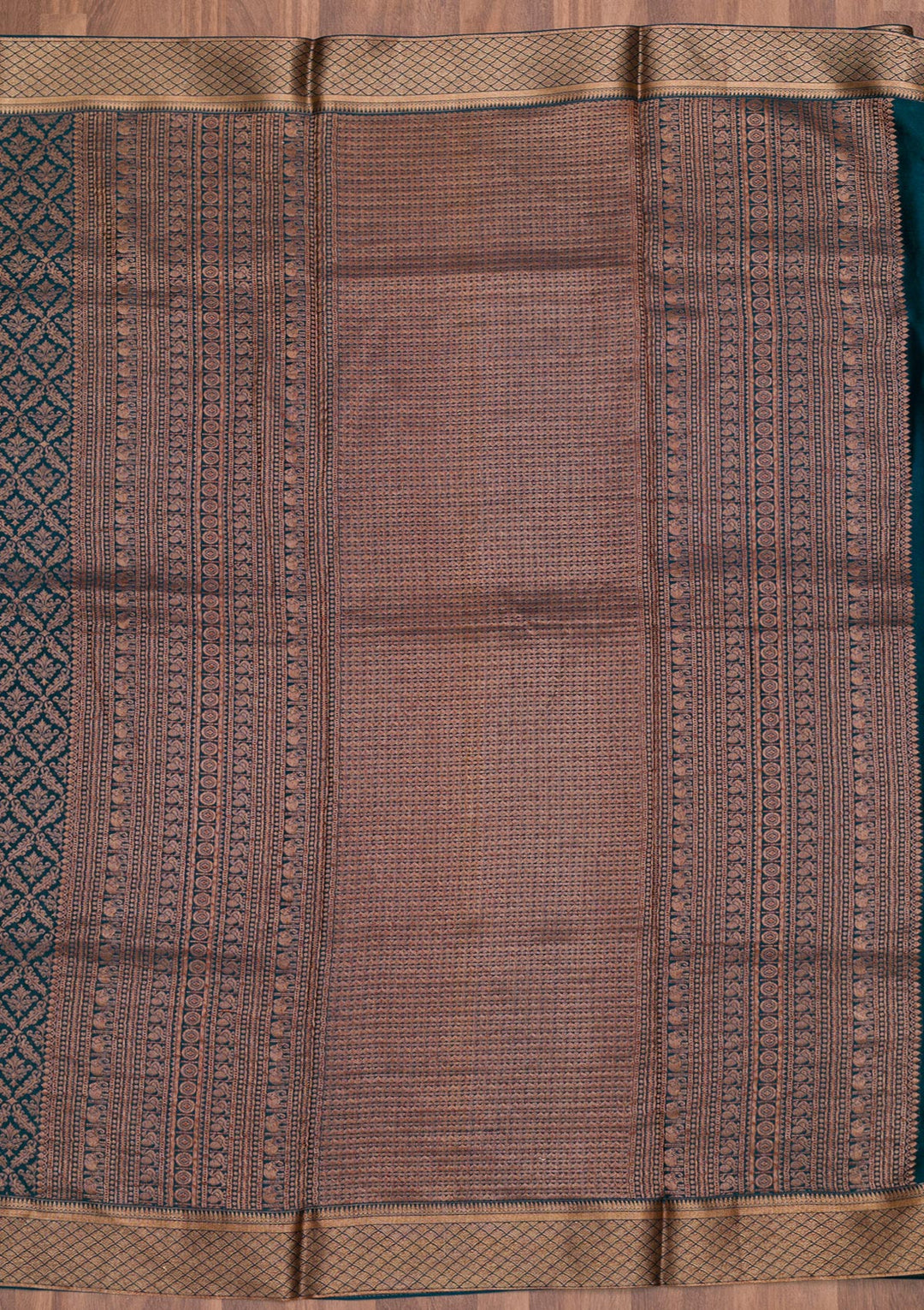 Peacock Blue Zariwork Pure Silk Saree
