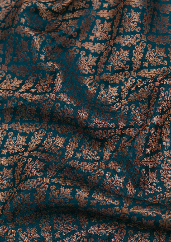 Peacock Blue Zariwork Pure Silk Saree