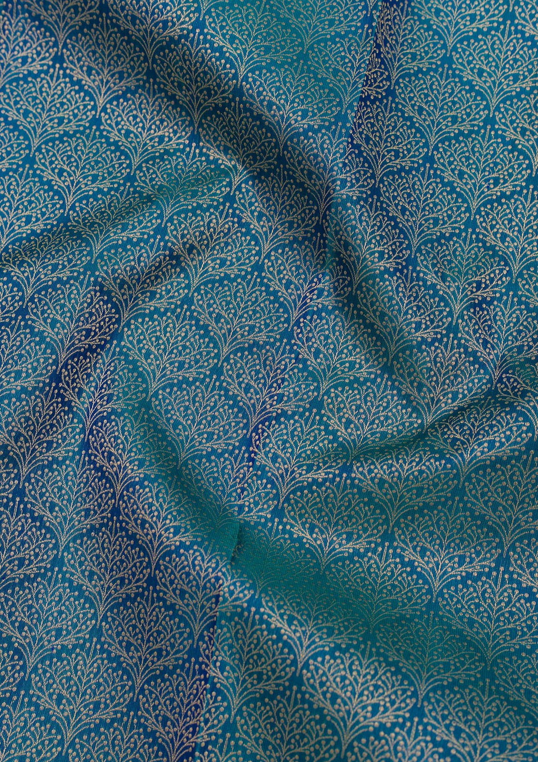 Peacock Blue Zariwork Pure Silk Saree