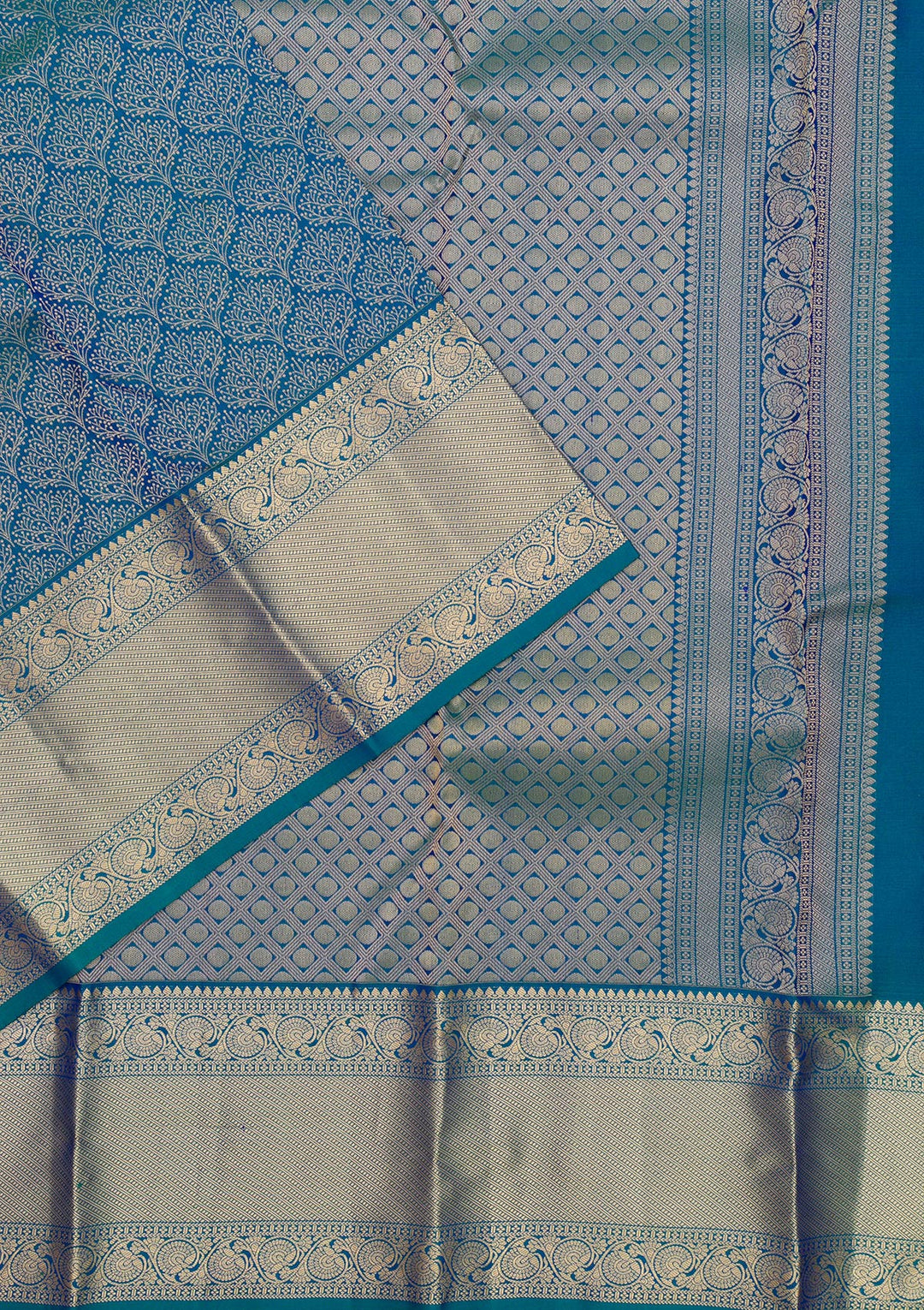 Peacock Blue Zariwork Pure Silk Saree