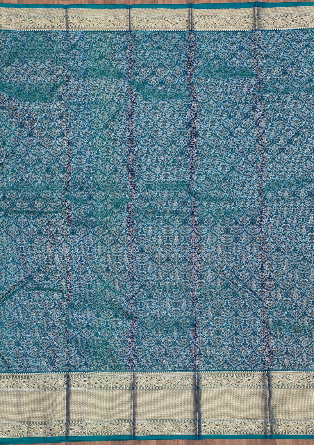 Peacock Blue Zariwork Pure Silk Saree