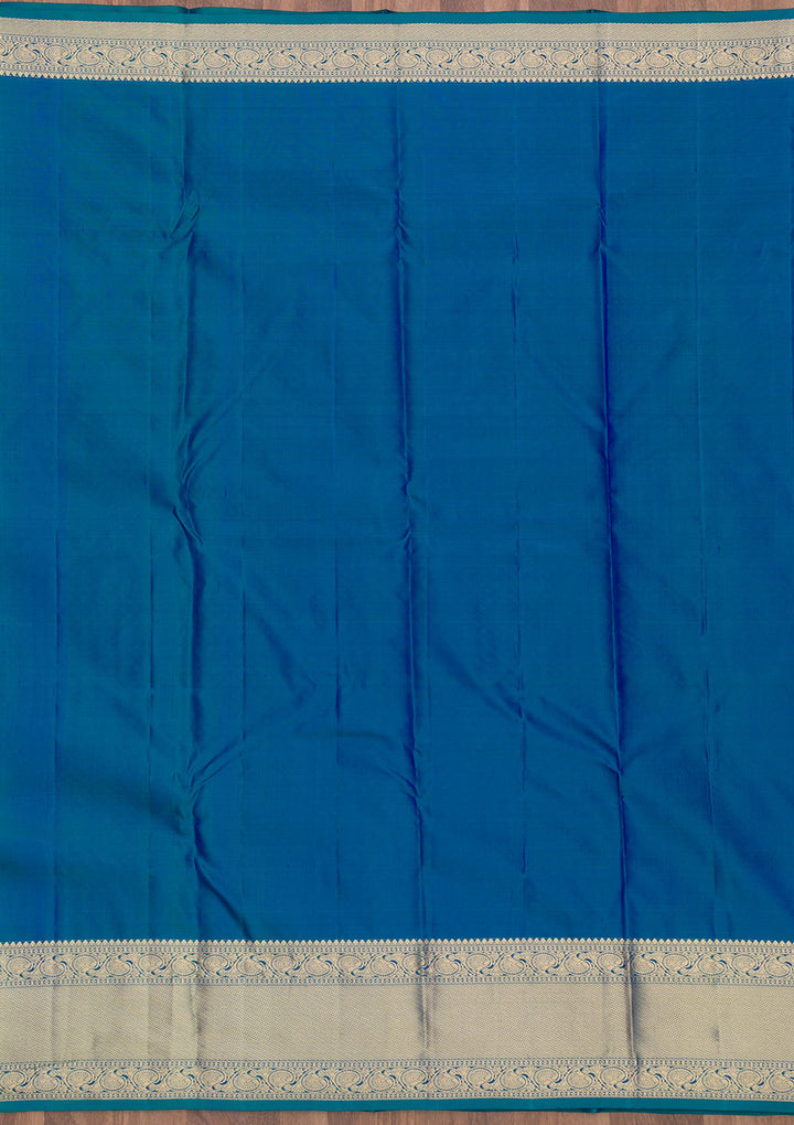 Peacock Blue Zariwork Pure Silk Saree