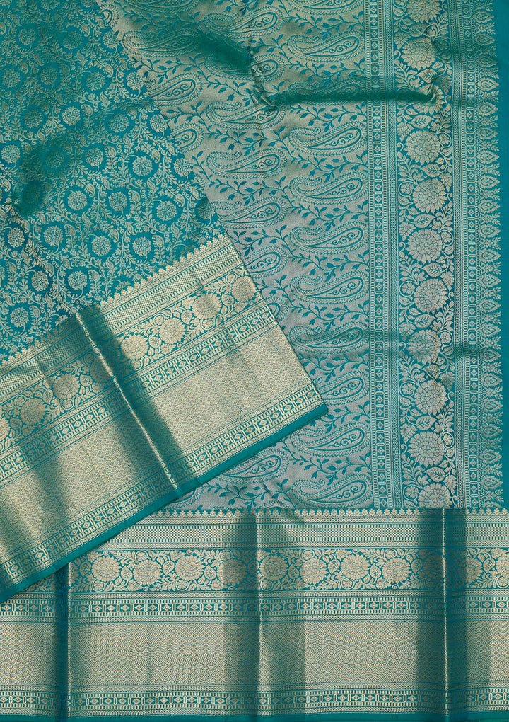 Peacock Blue Zariwork Banarasi Pure Silk Saree