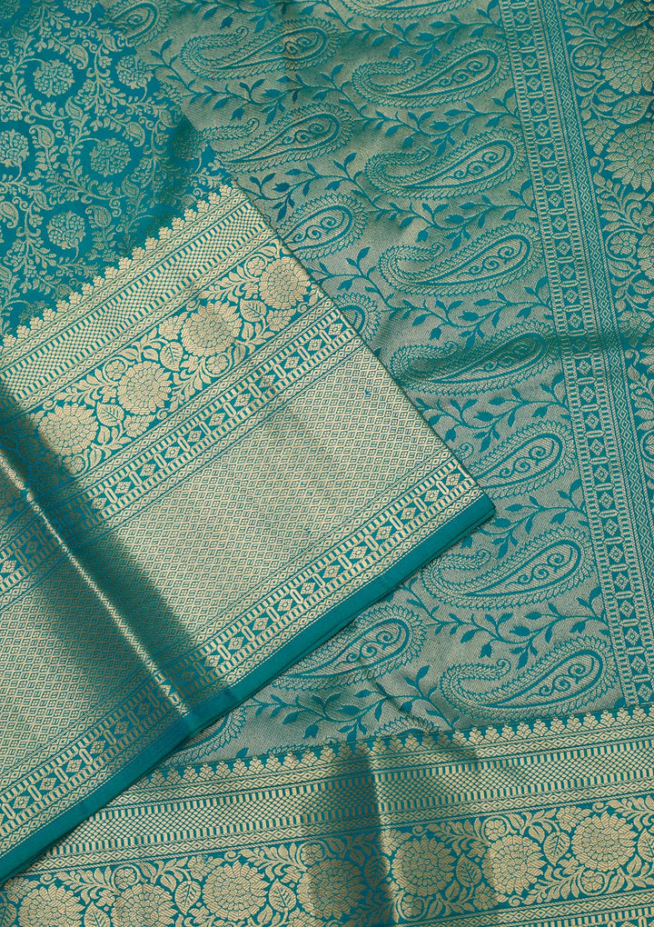 Peacock Blue Zariwork Banarasi Pure Silk Saree