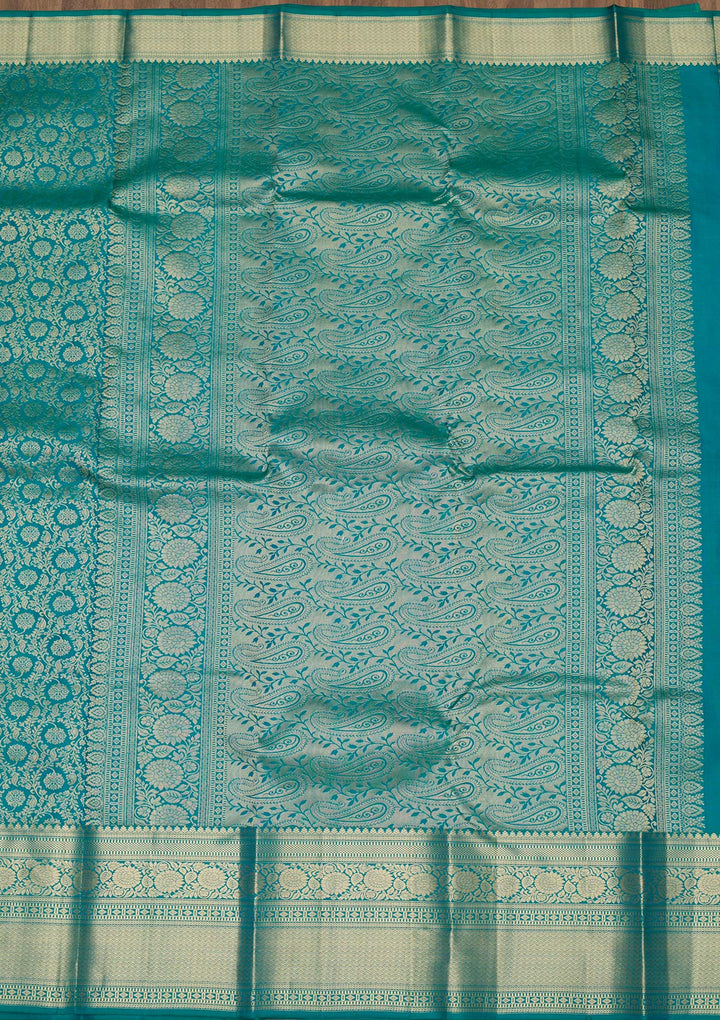Peacock Blue Zariwork Banarasi Pure Silk Saree