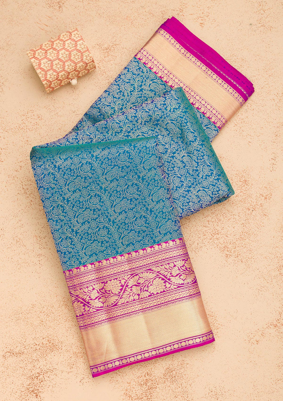 Peacock Blue Zariwork Pure Silk Saree