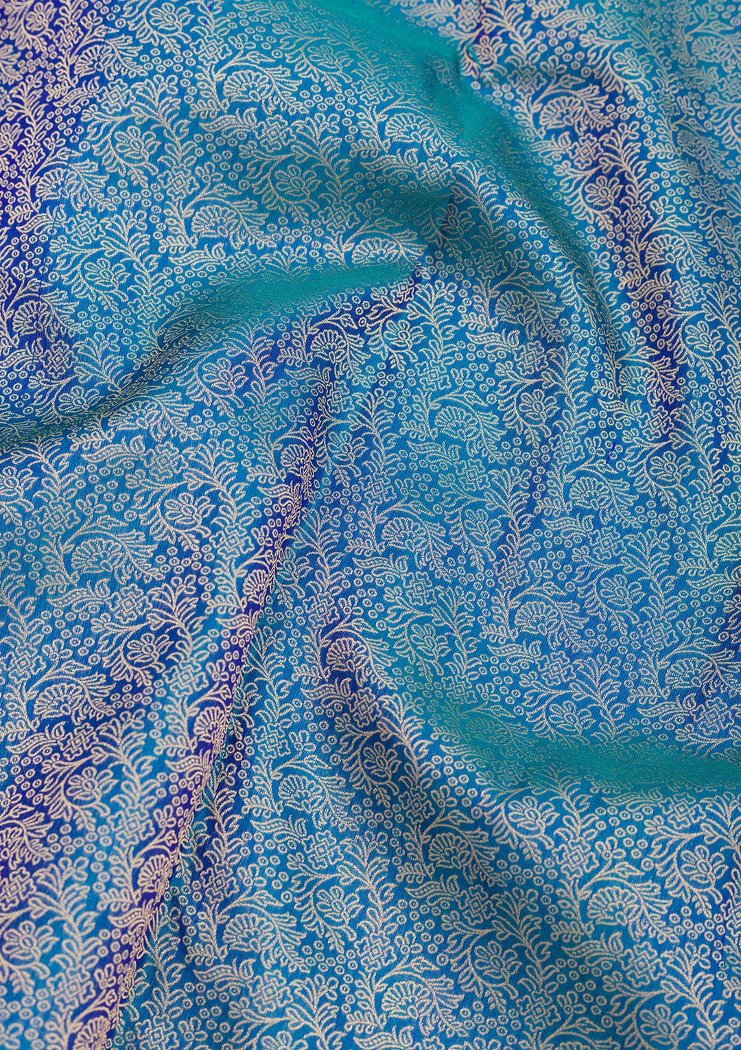 Peacock Blue Zariwork Pure Silk Saree